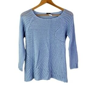 Salon Studio Blue Open Knit Long Sleeve Sweater women's Size S‎